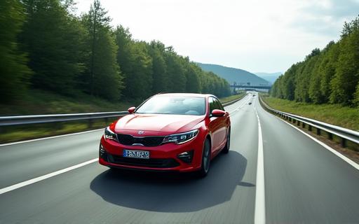 Car driving on a modern Czech highway, symbolizing a successful registration.